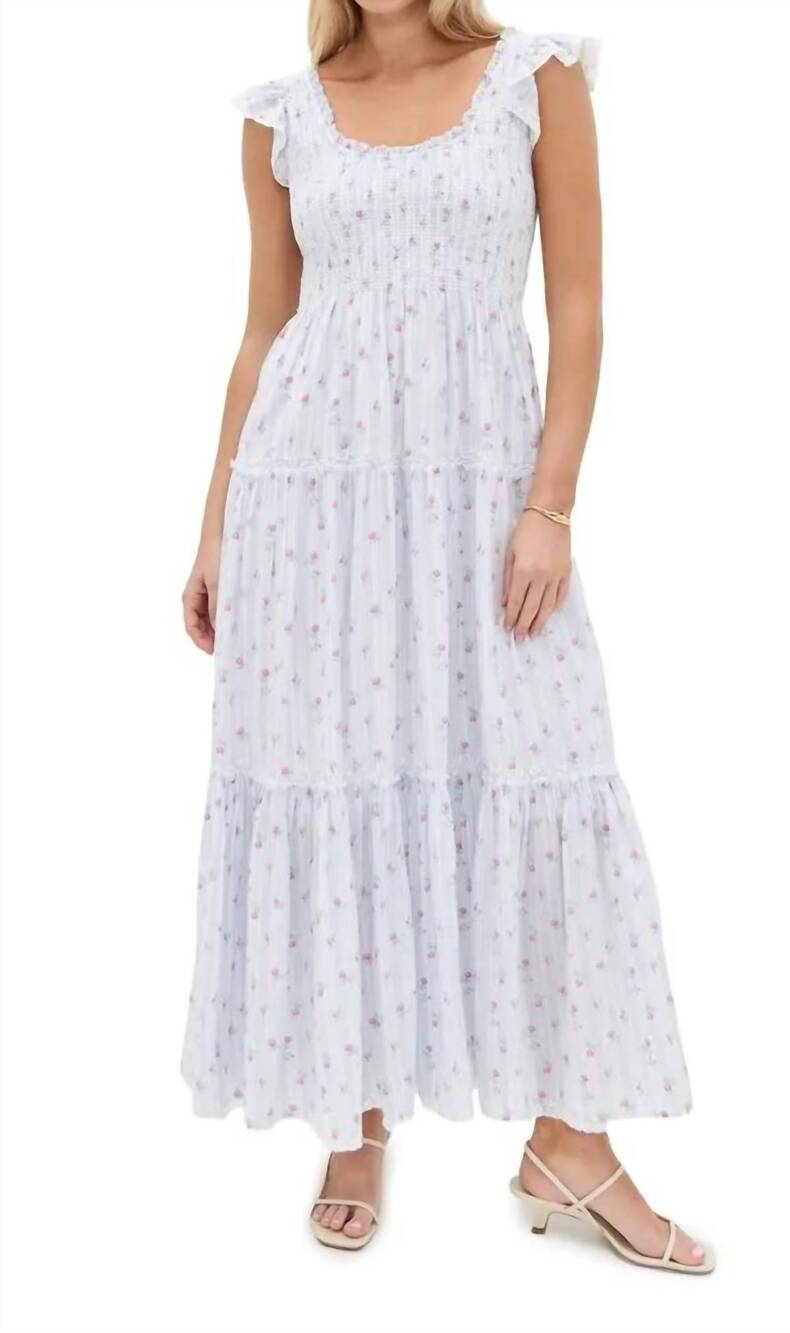 NEW LOVESHACKFANCY chessie maxi dress in coastline blue
